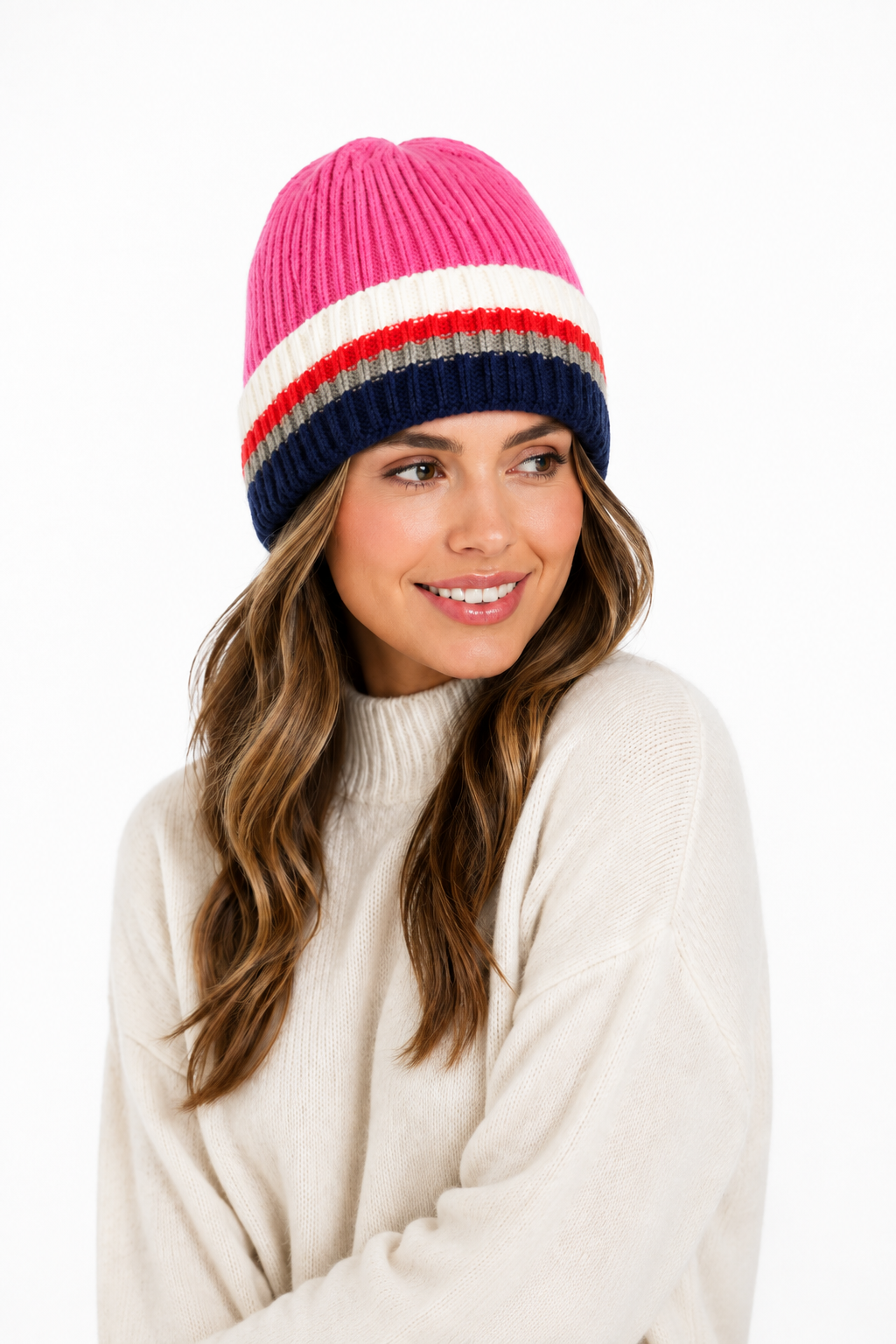 Striped Knit Beanie Hat