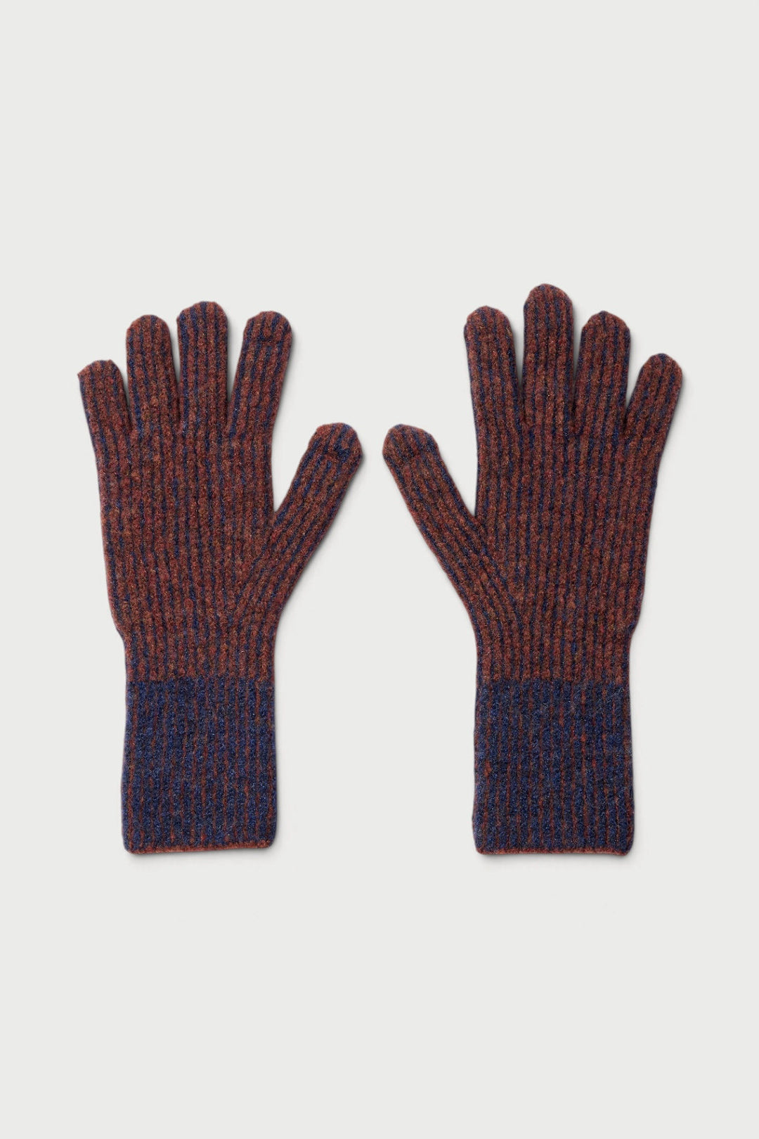 Striped Ribbed Knit Gloves