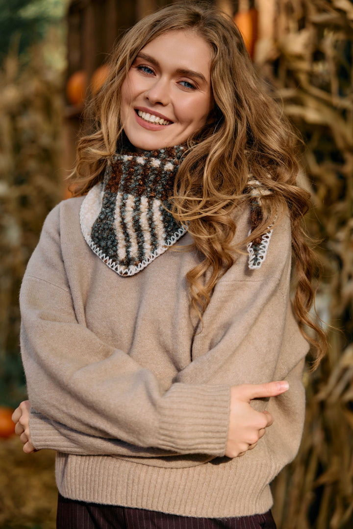 Aspen Plaid Sherpa Triangle Scarf