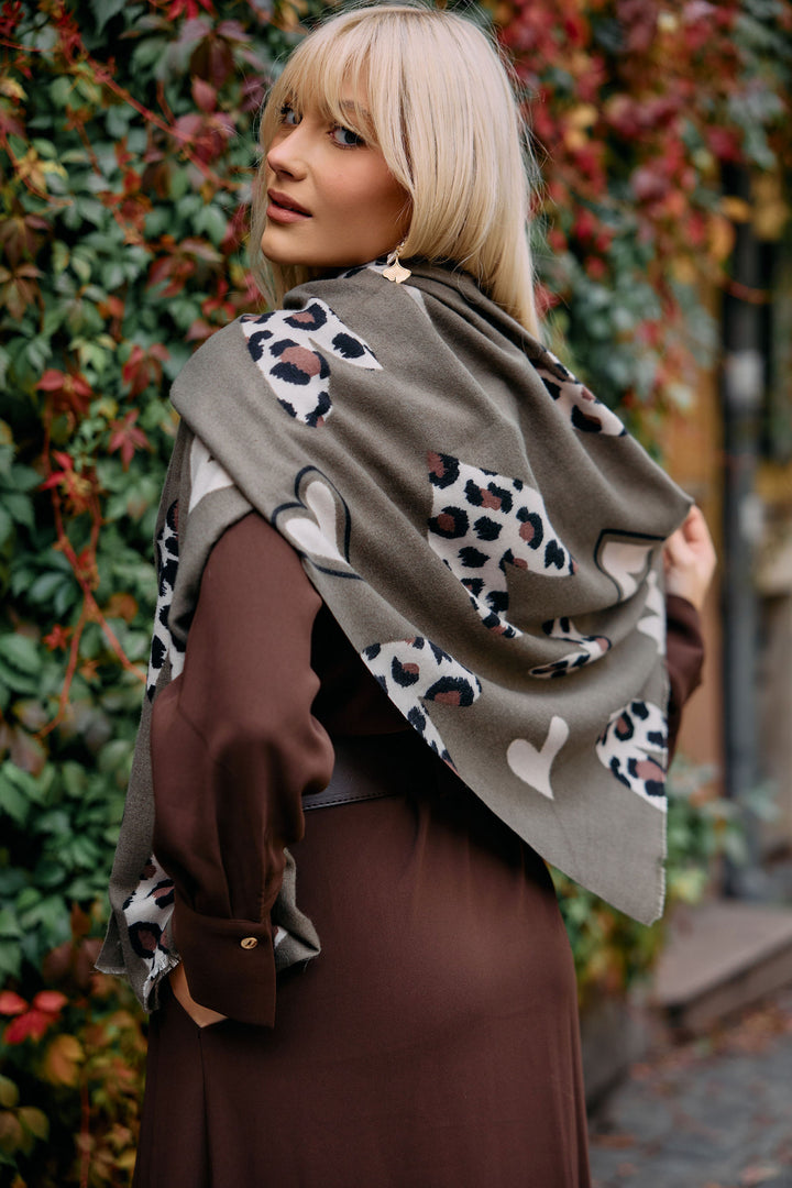 Animal Print Heart Scarf