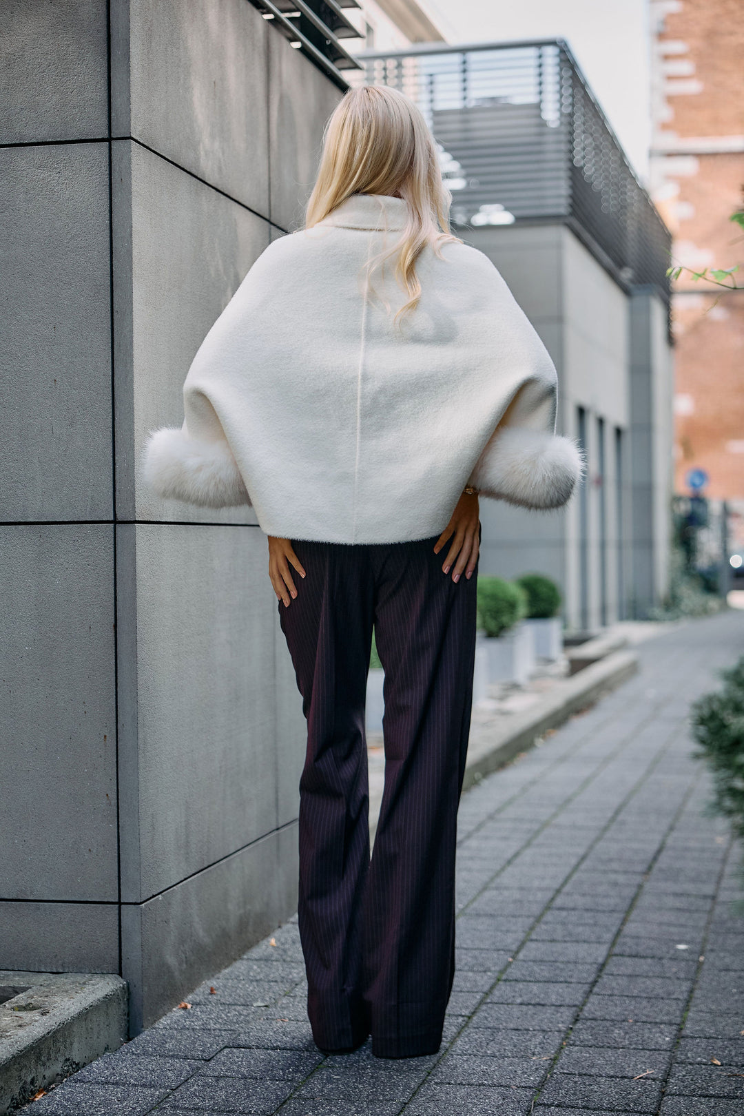 Luxe Faux Fur Cuff Cape Jacket