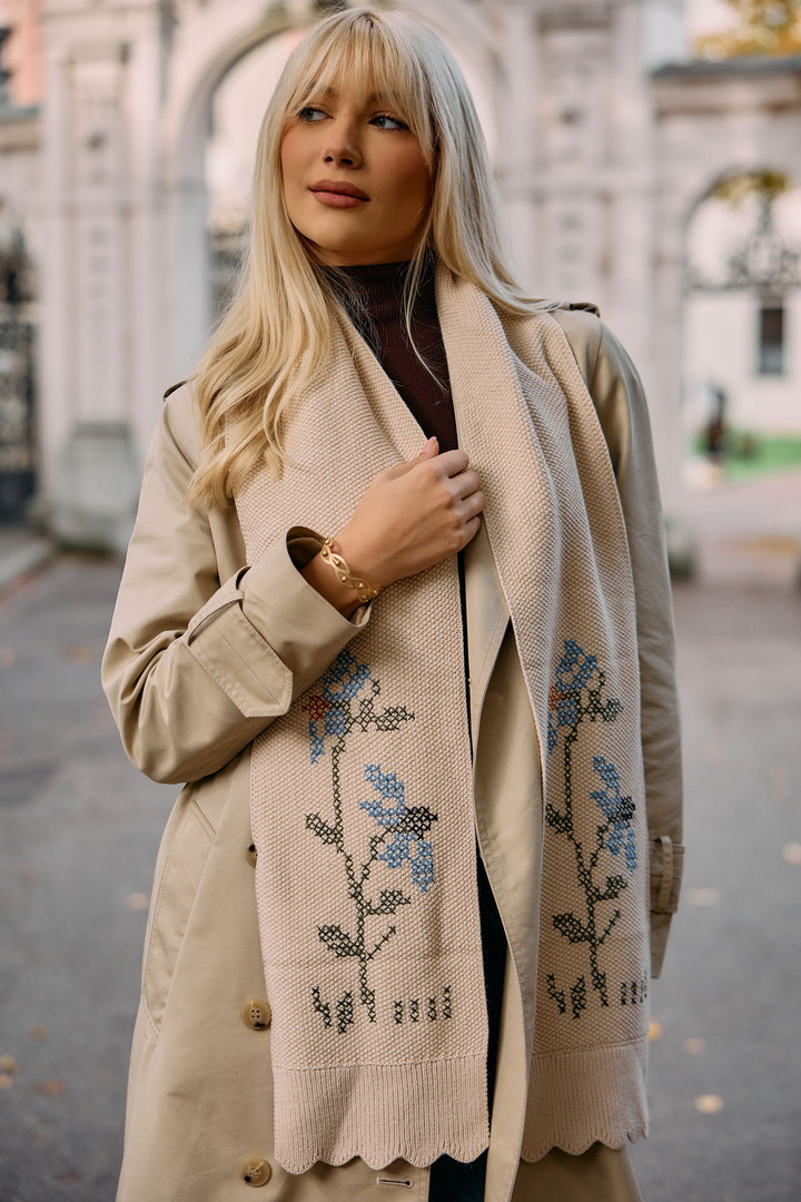 Meadow Stitch Embroidered Scarf