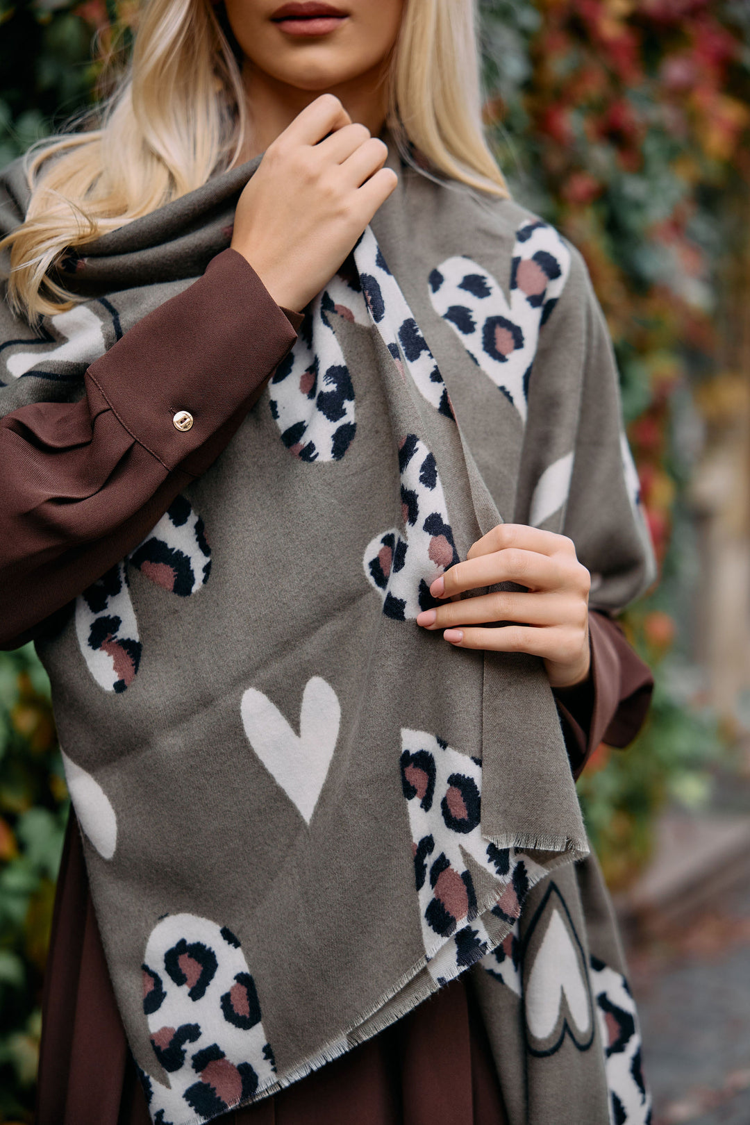 Animal Print Heart Scarf