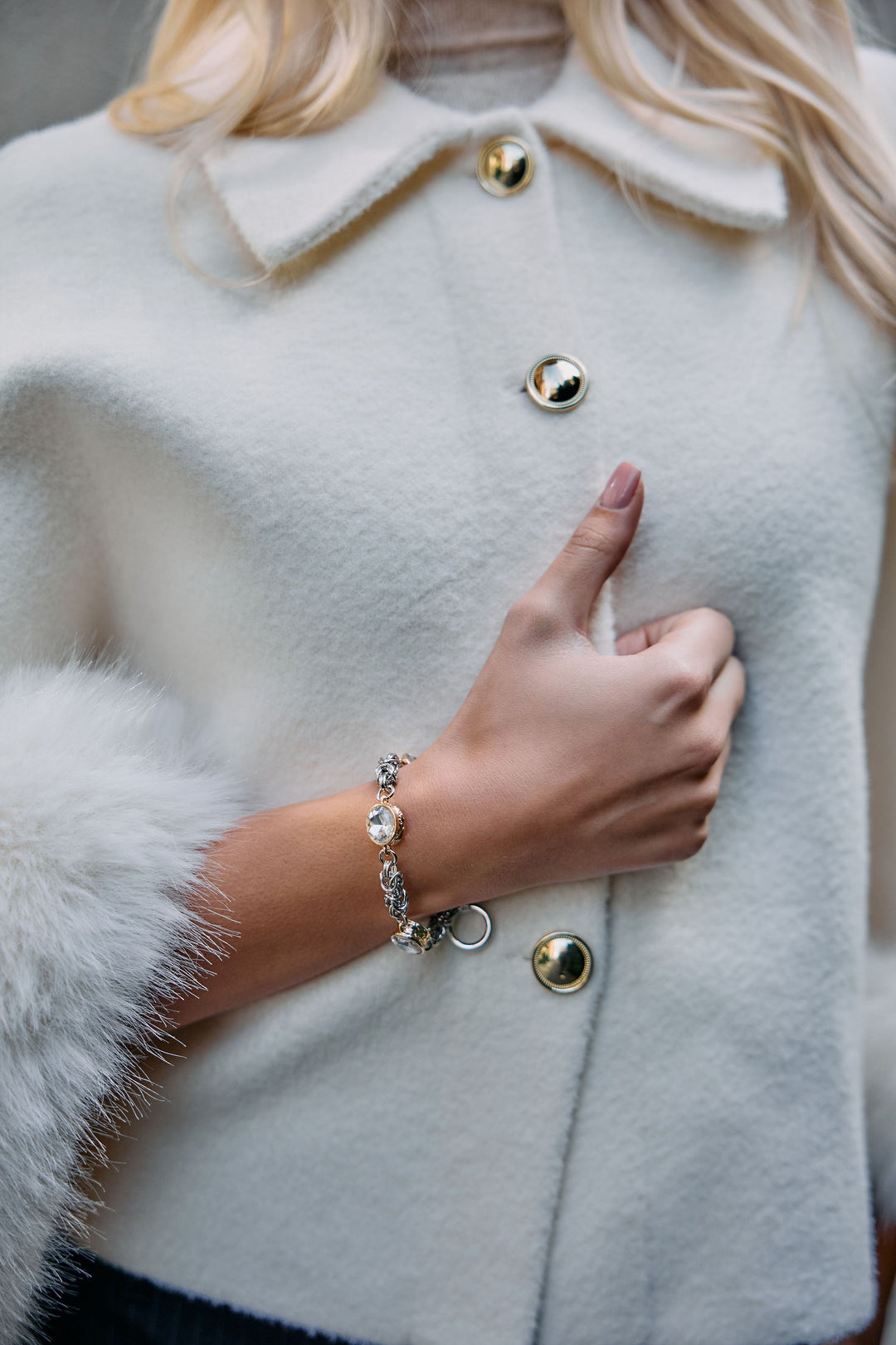 Luxe Faux Fur Cuff Cape Jacket