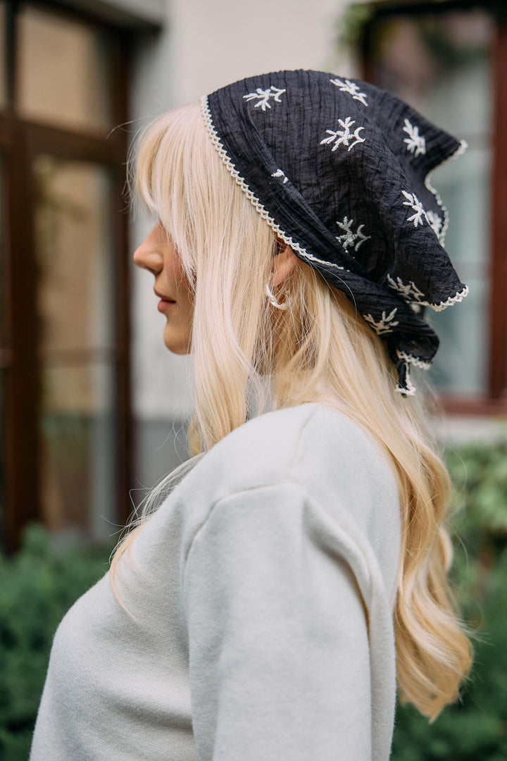 Embroidered Gauze Bandana