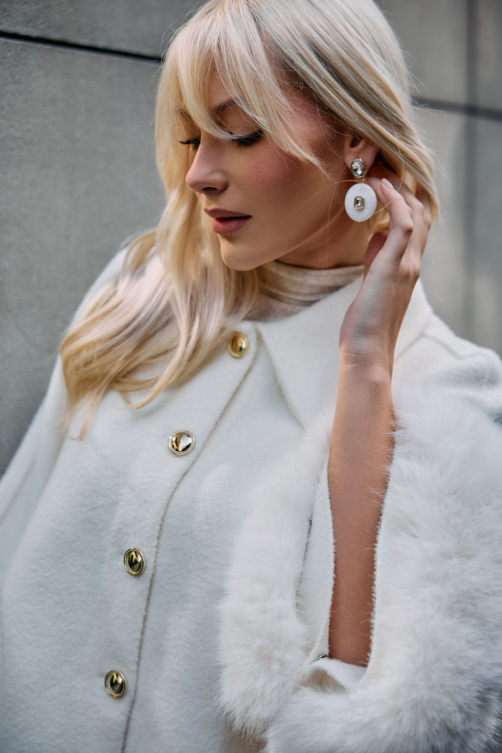 Ivory Disc Crystal Drop Earrings