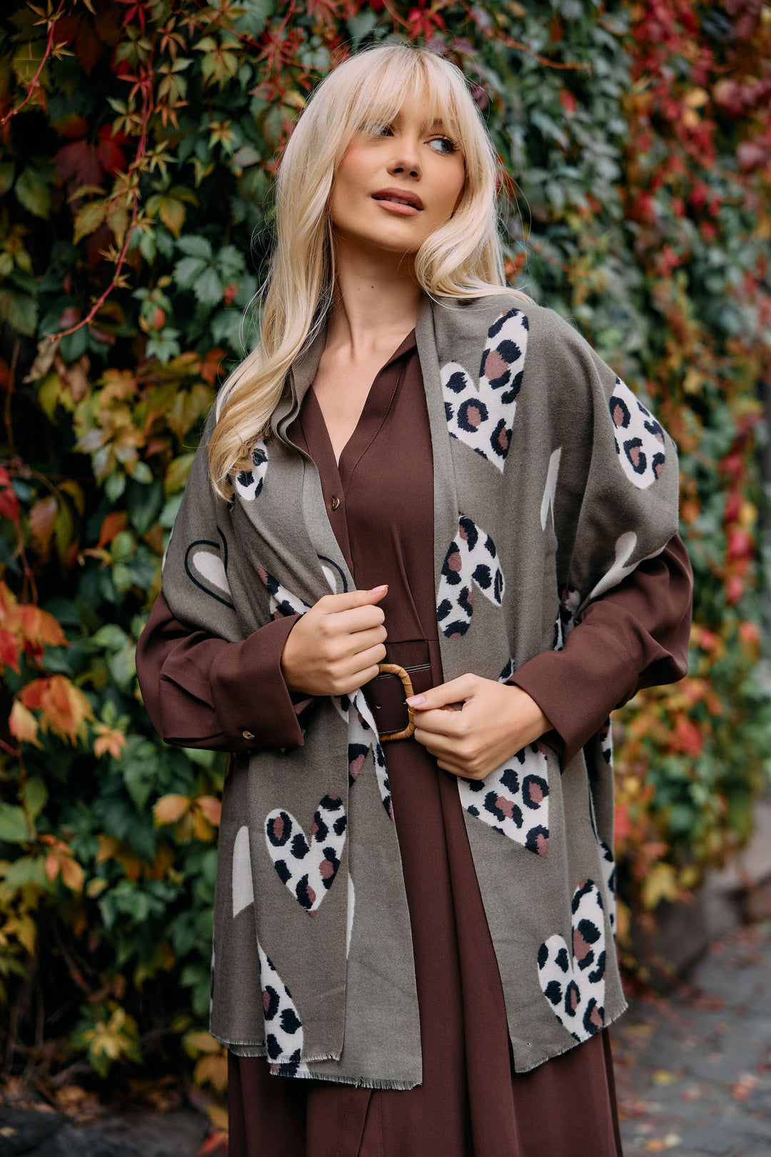 Animal Print Heart Scarf