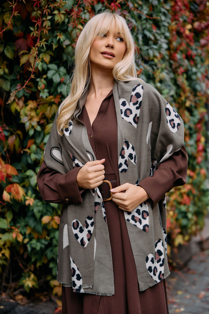 Animal Print Heart Scarf