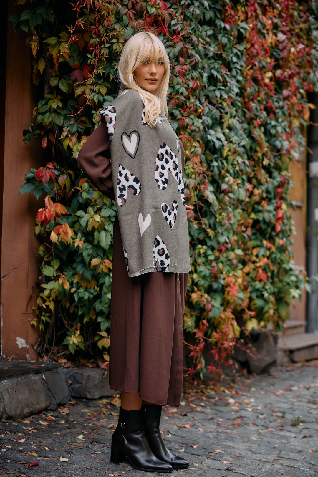 Animal Print Heart Scarf