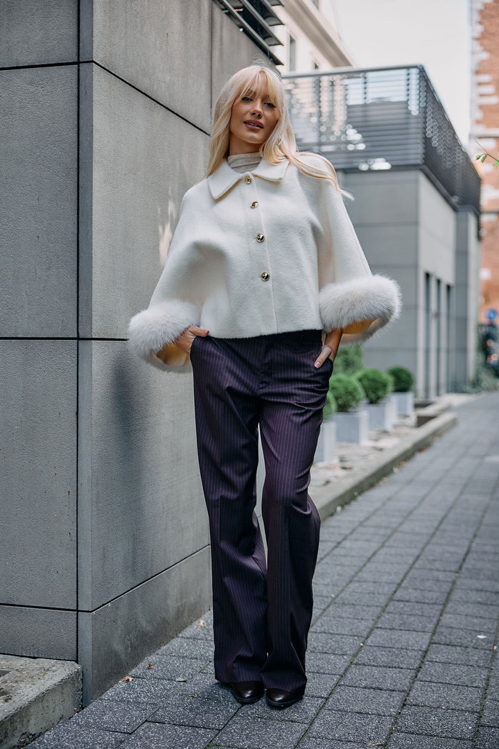 Luxe Faux Fur Cuff Cape Jacket