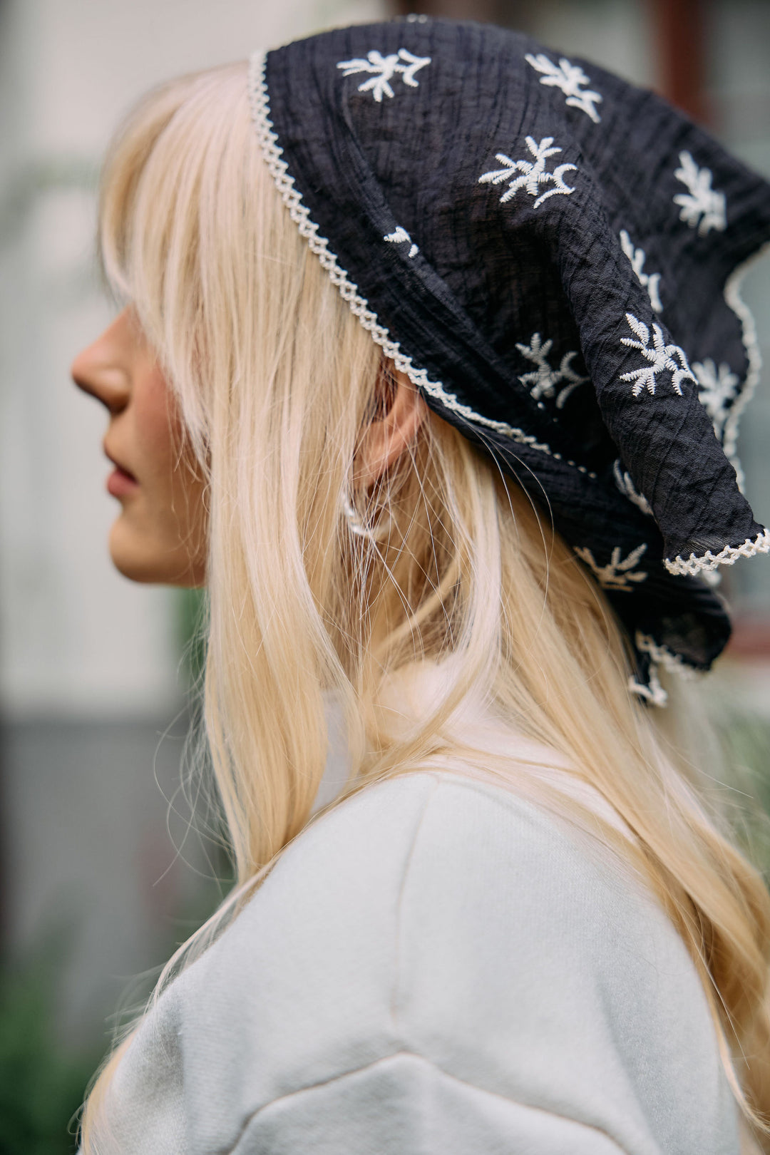 Embroidered Gauze Bandana