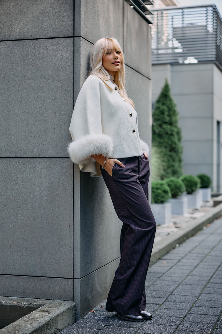 Luxe Faux Fur Cuff Cape Jacket