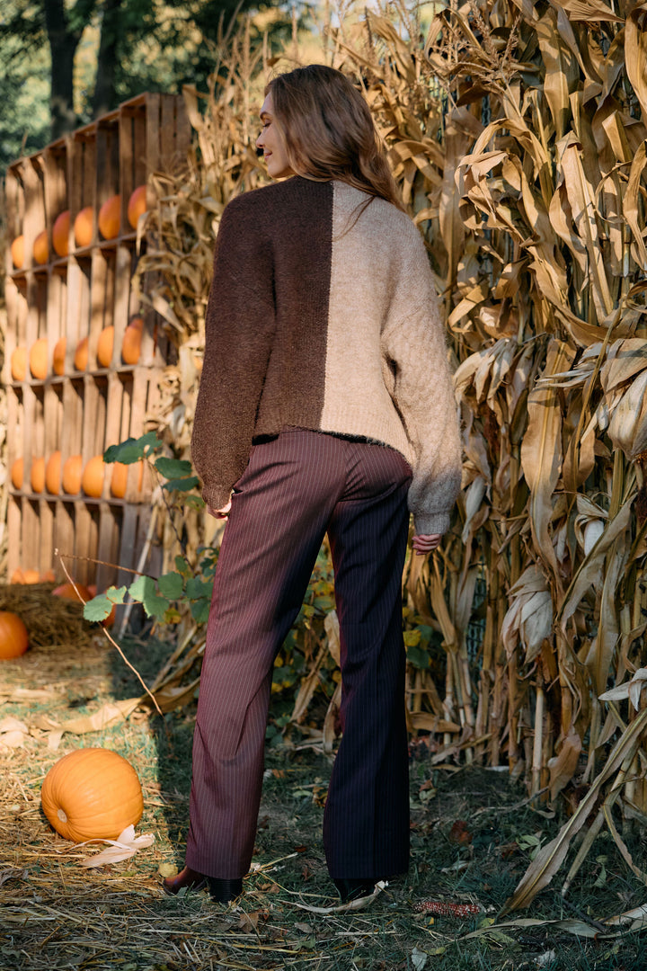 Two-Tone Scroll Appliqué Cardigan