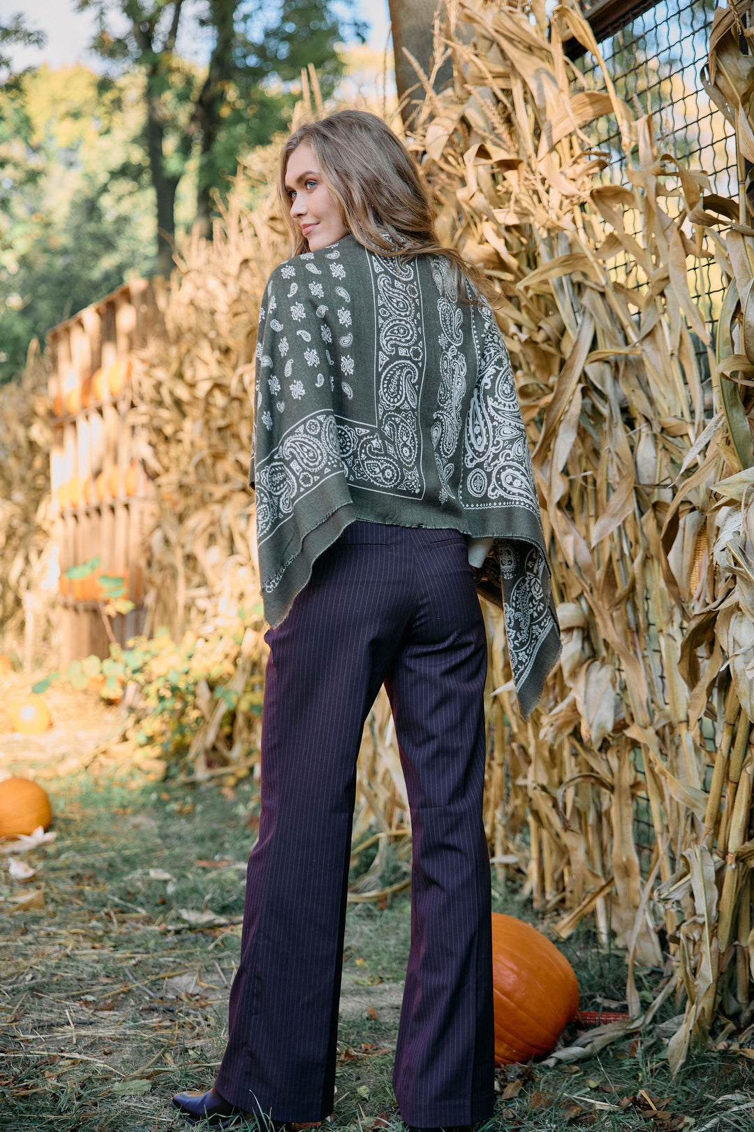 Paisley Border Fringe Scarf