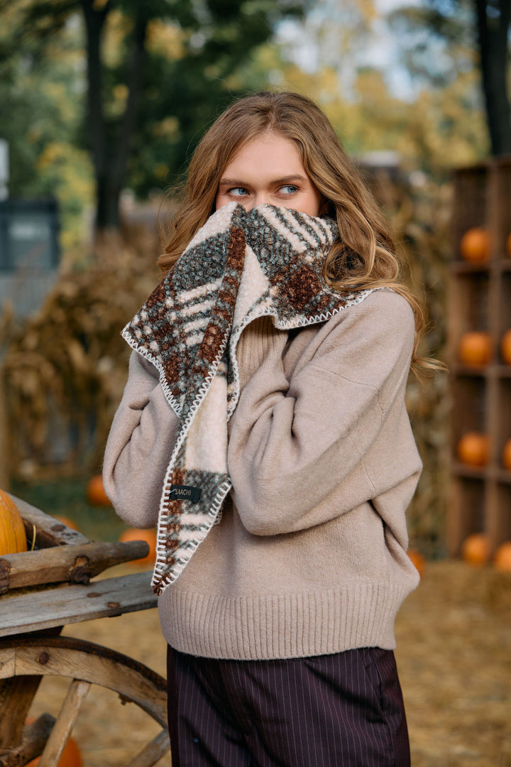 Aspen Plaid Sherpa Triangle Scarf