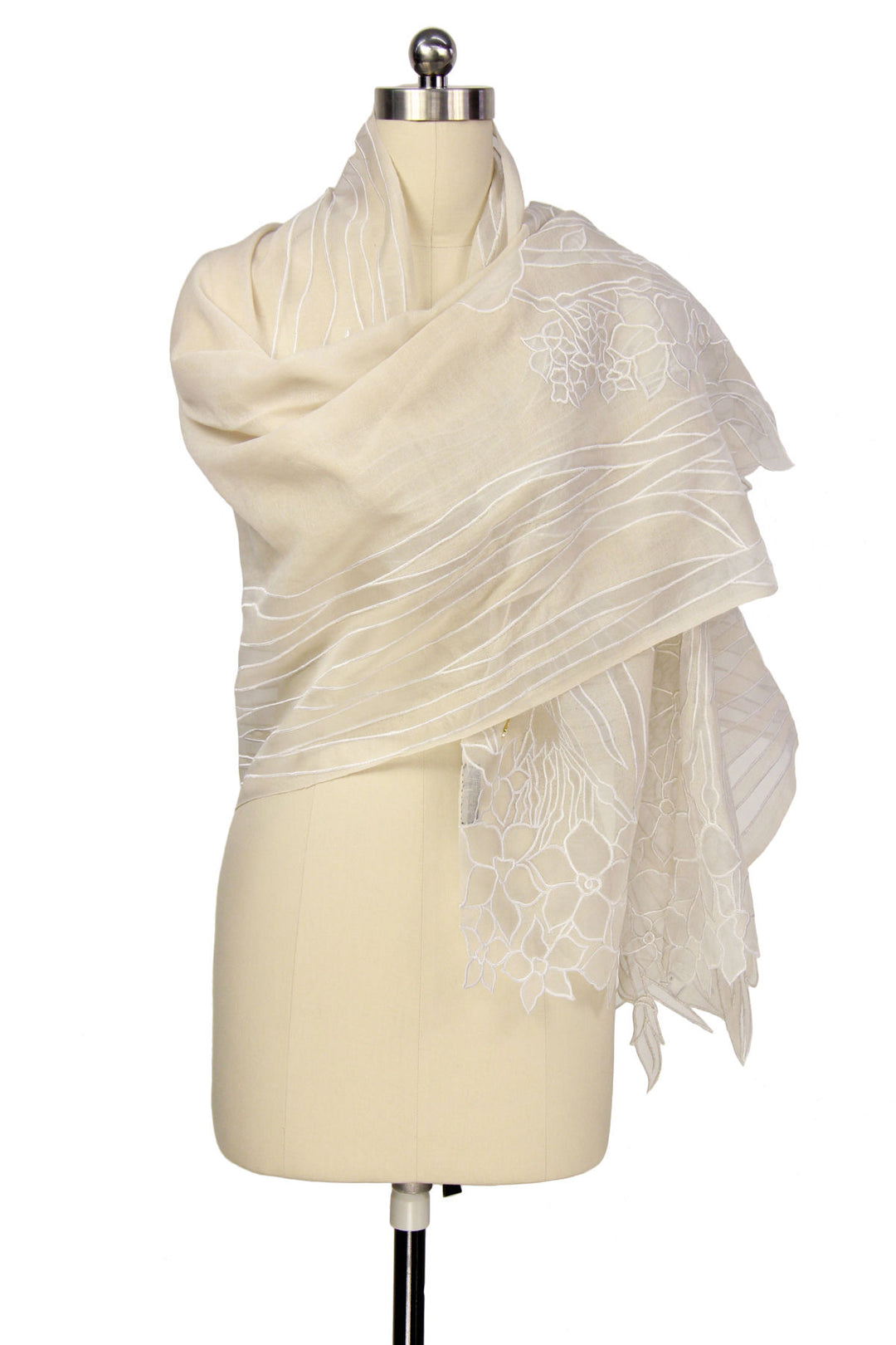 Vine with Floral Applique Wool Scarf