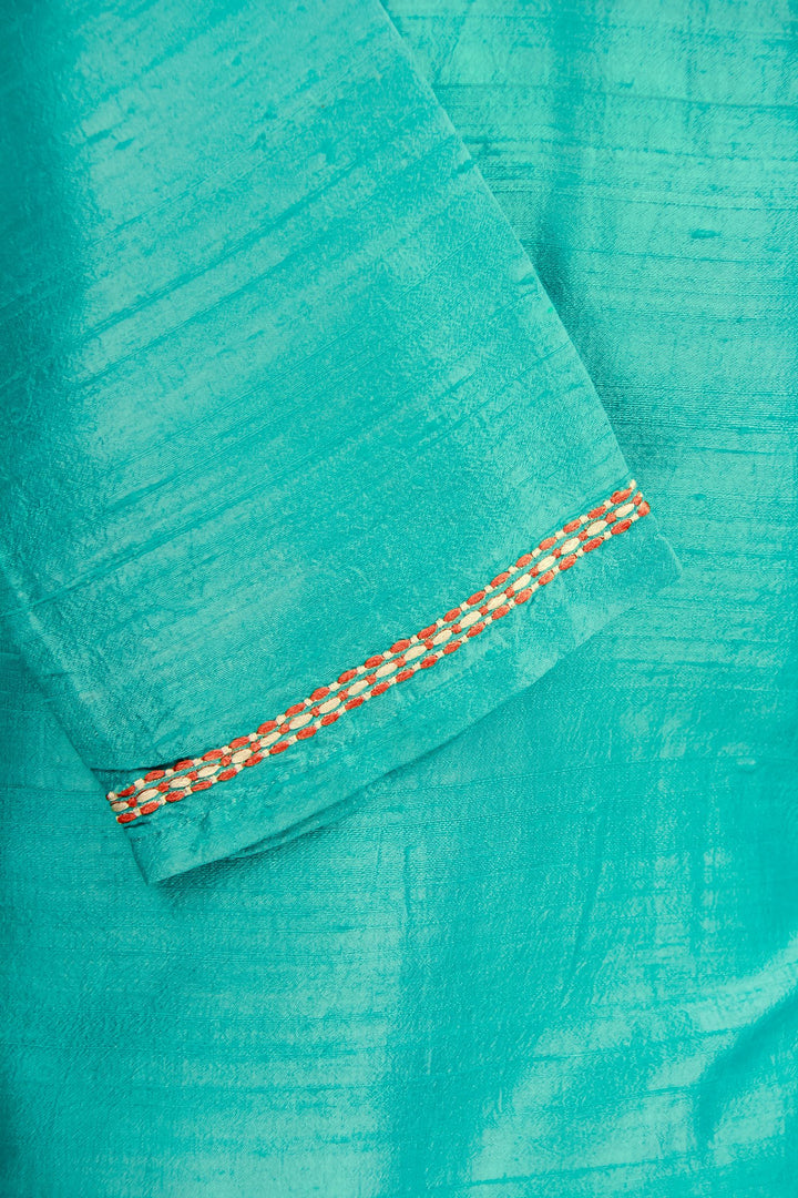 Turquoise Silk summer embroidered Tunic