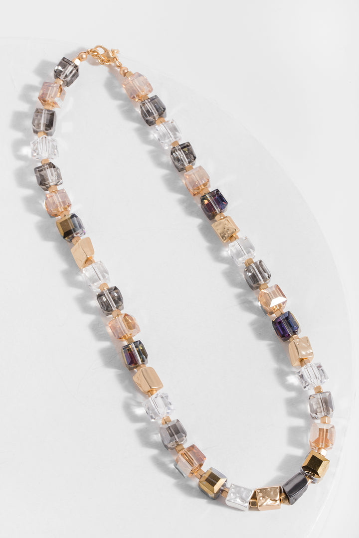 Faceted Bead and Stone Necklace