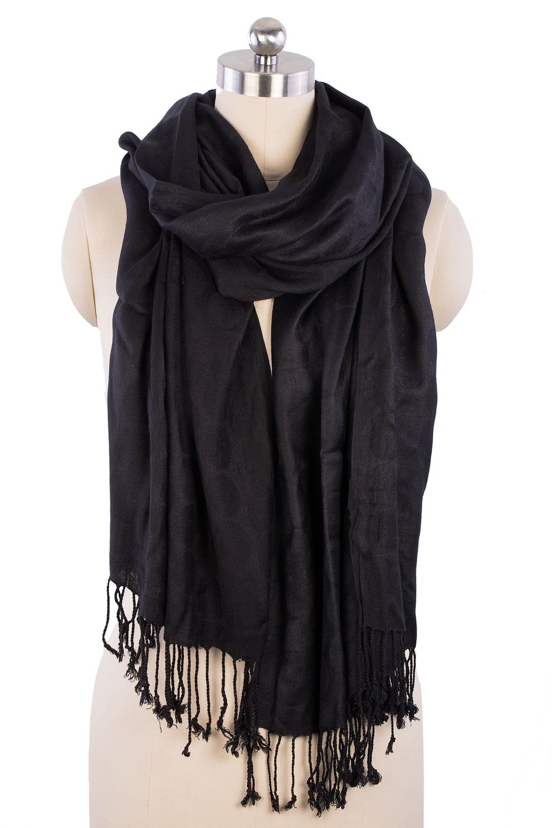 Bias Rib Knit Scarf with Twisted Fringe