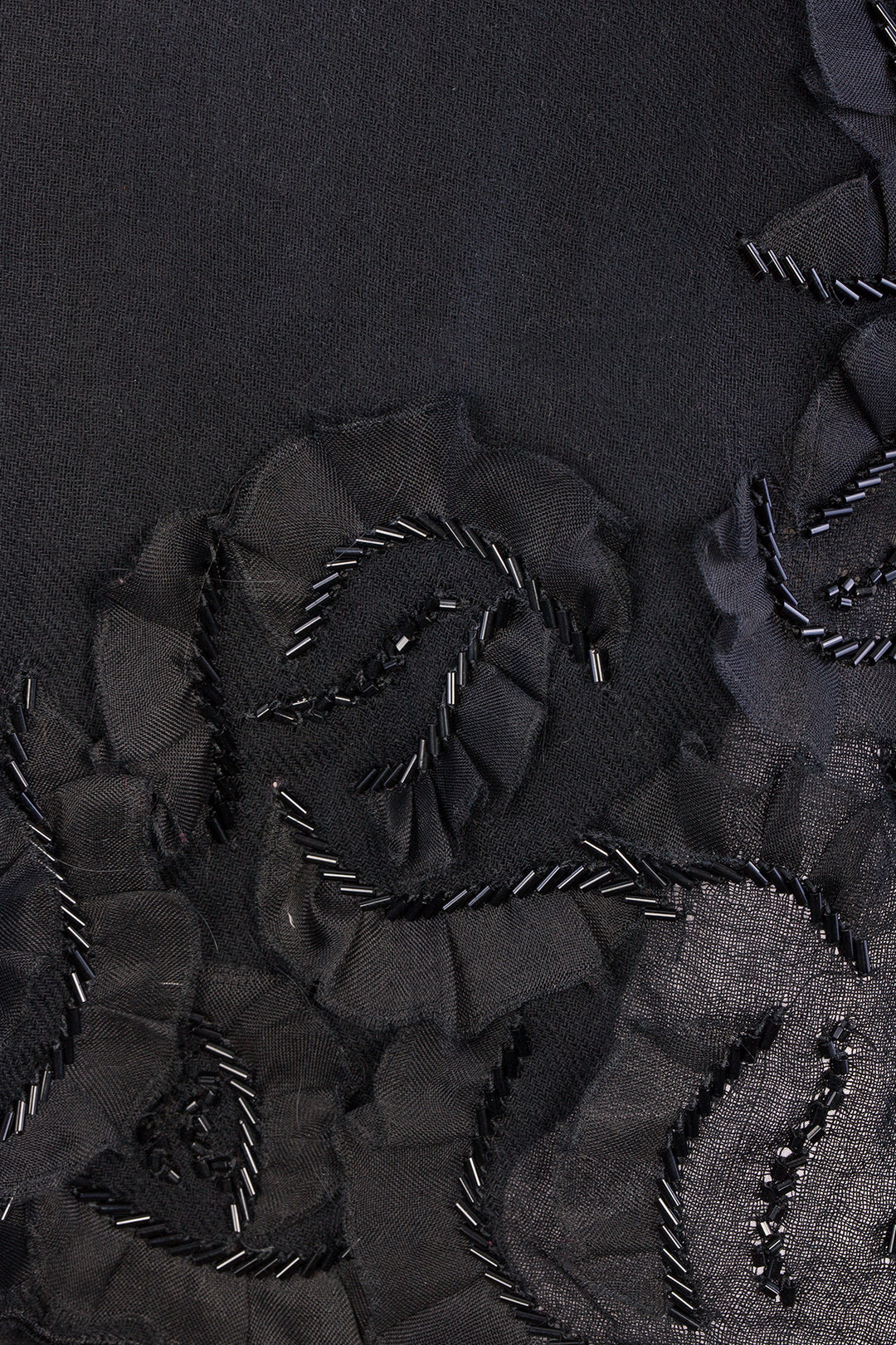 Floral Swirl Beaded Wool Scarf