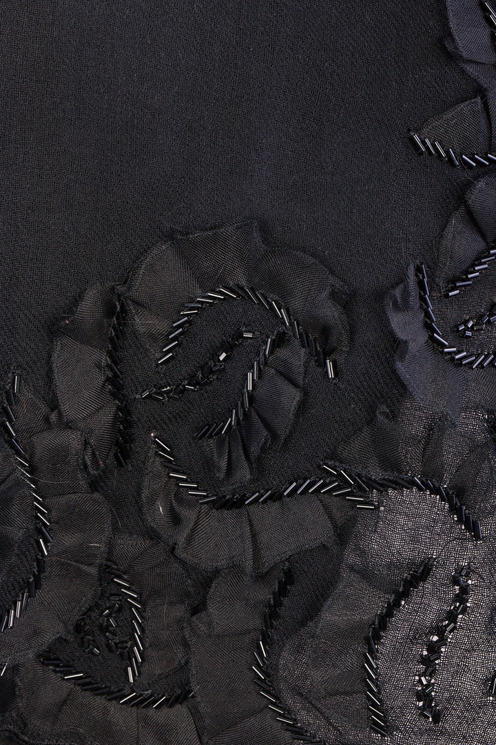 Floral Swirl Beaded Wool Scarf