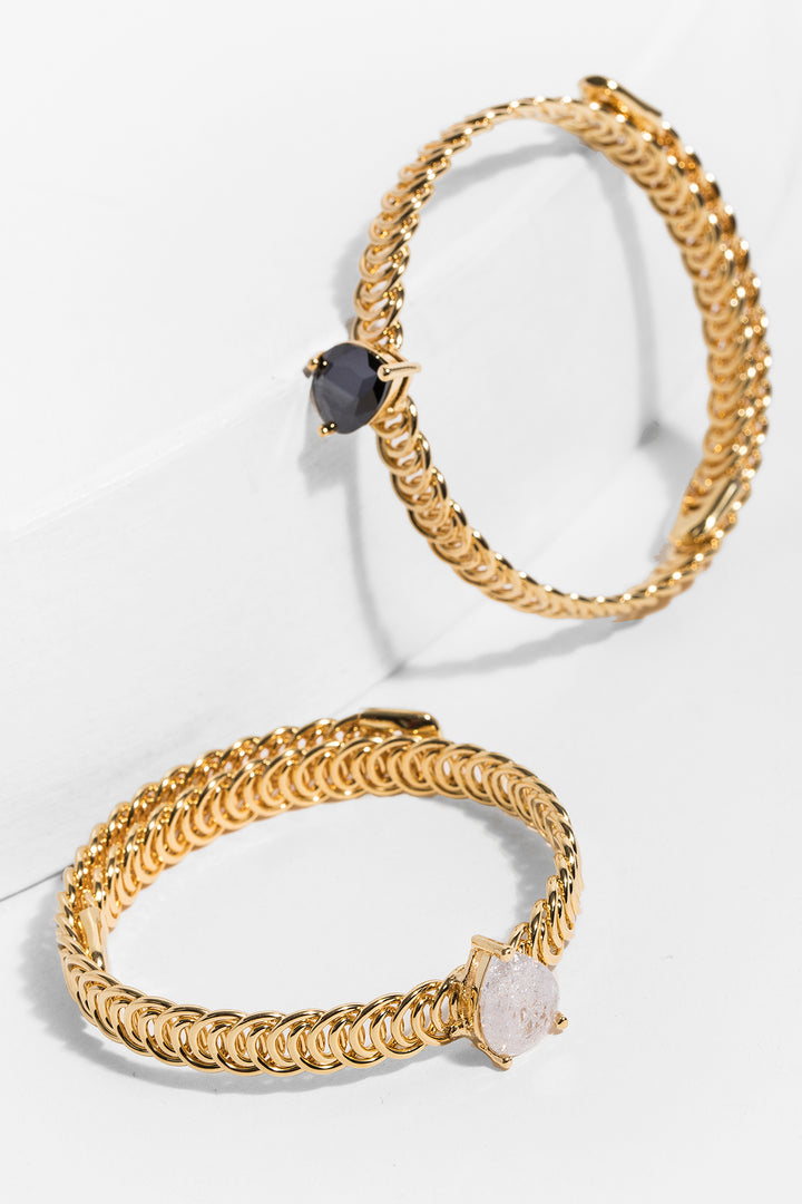 Teardrop Stone Bangle Bracelet