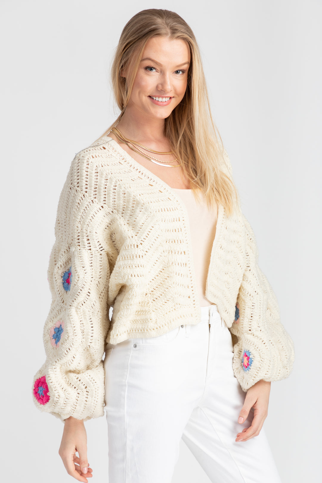 Crochet Knit Floral Cardigan