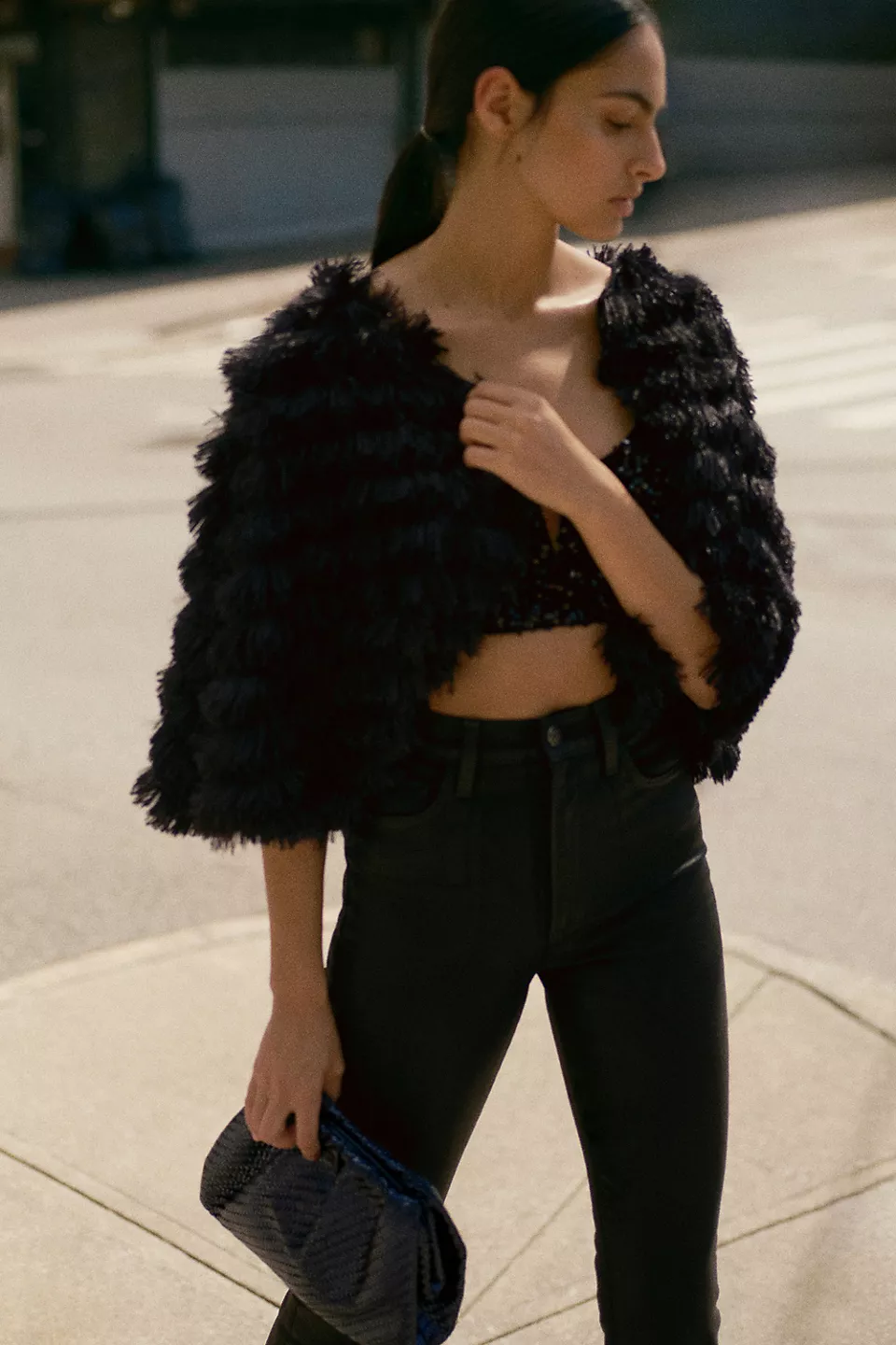 Faux Fur Tasseled Capelet