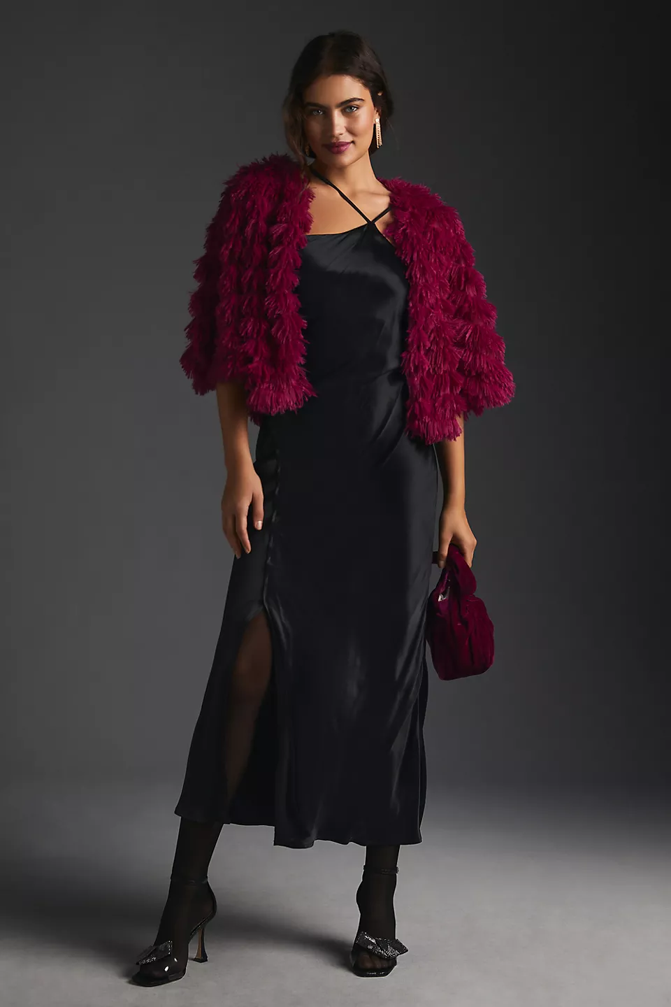 Faux Fur Tasseled Capelet