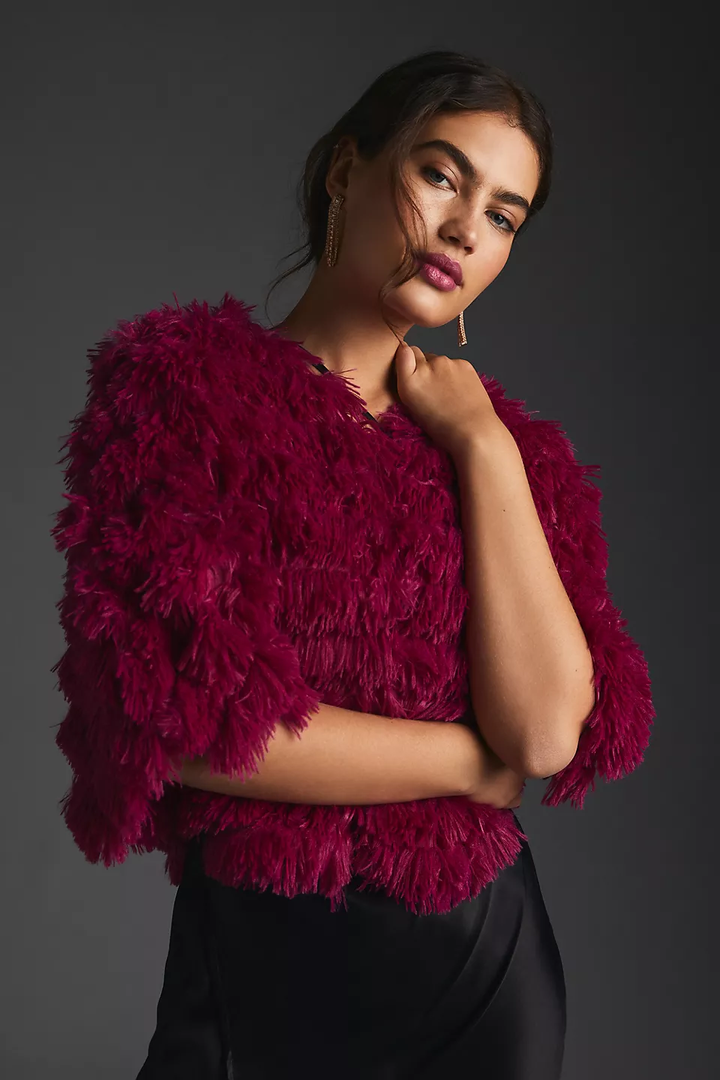 Faux Fur Tasseled Capelet