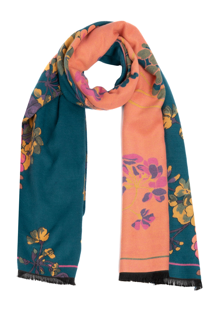 Two Tone Floral Reversible Scarf