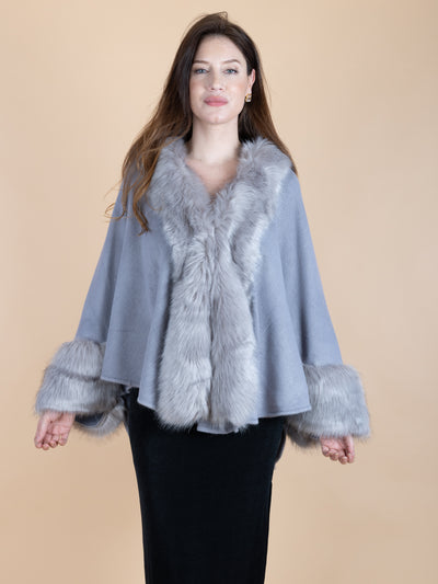 Faux Fur Bordered Kimono
