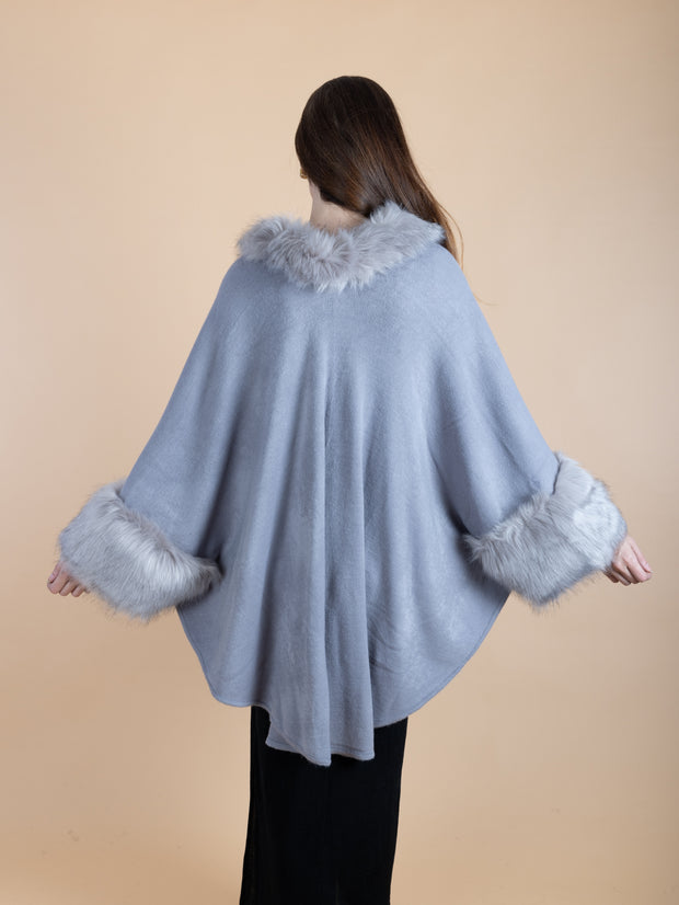 Faux Fur Bordered Kimono