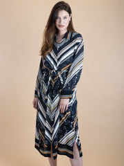 Chevron Long Duster with Belt
