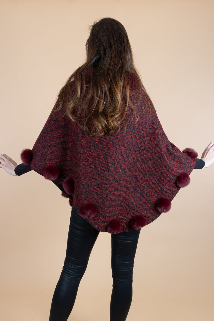 Posey Fur Pompom Poncho