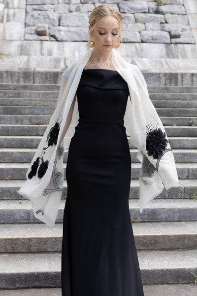 Embellished Palm Leaf Scarf