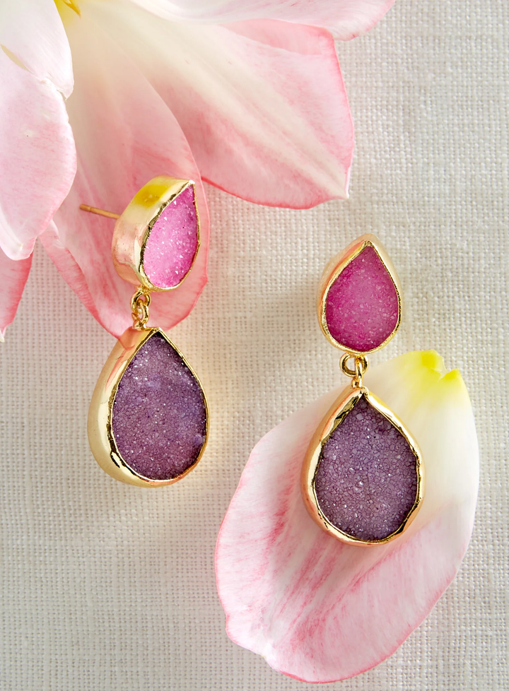 Druzy Pear Dangle Earrings
