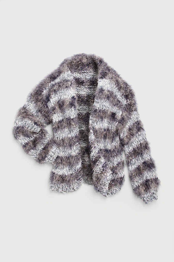 Hand-Knitted Lurex Eyelash Cardigan