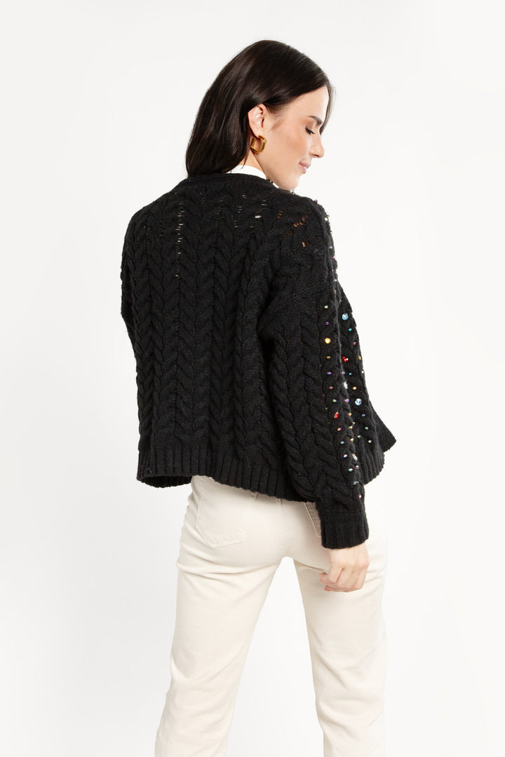 Cable Knit Gemstone Cardigan