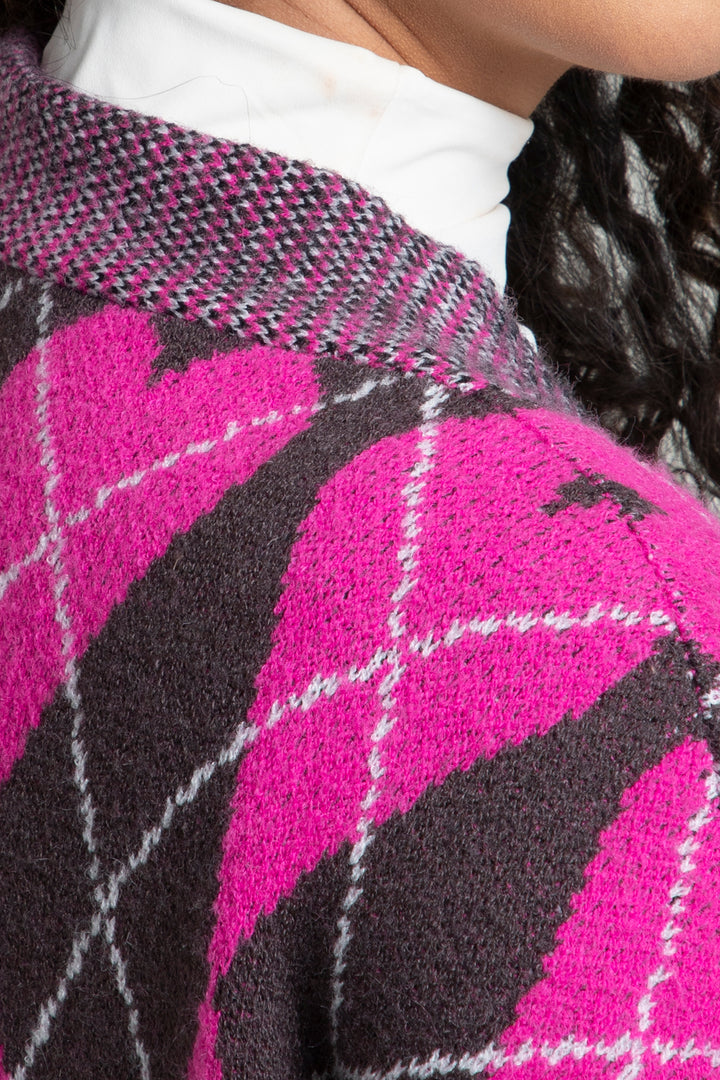 Heart Patterned Argyle Cardigan