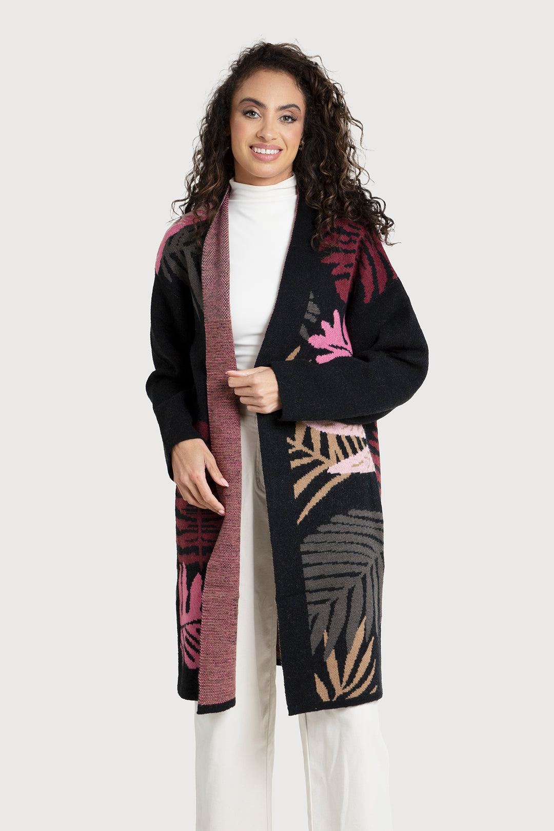 Tropical Multi Colored Leaves Cardigan