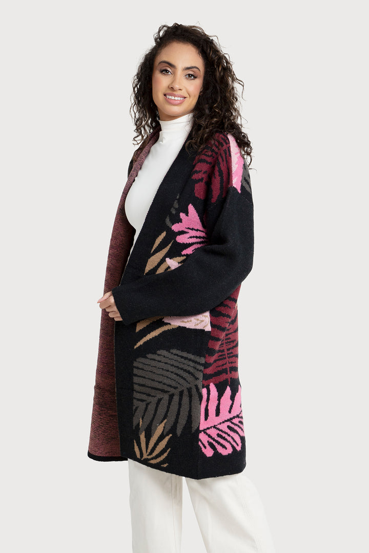 Tropical Multi Colored Leaves Cardigan