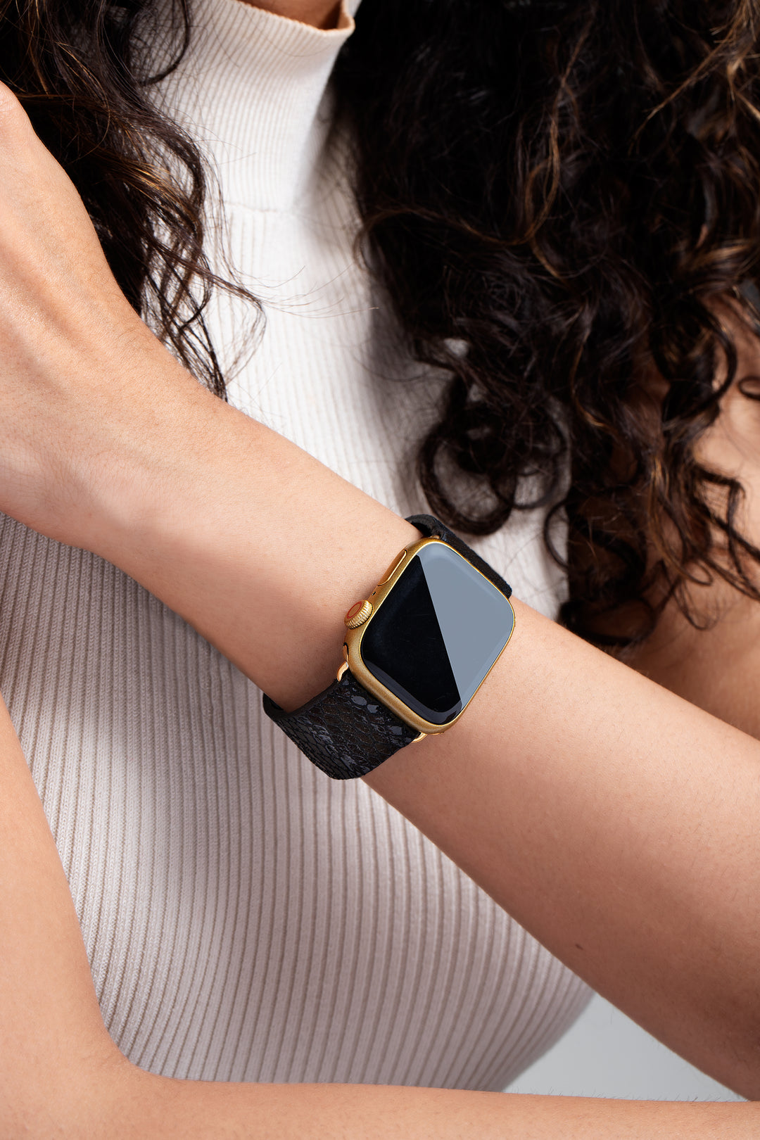 Snakeprint Embossed Leather Apple Watch Band
