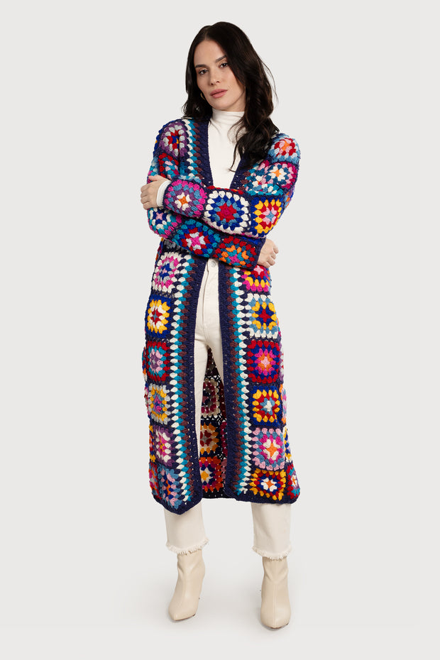 Woolen Granny Square Crochet Kimono