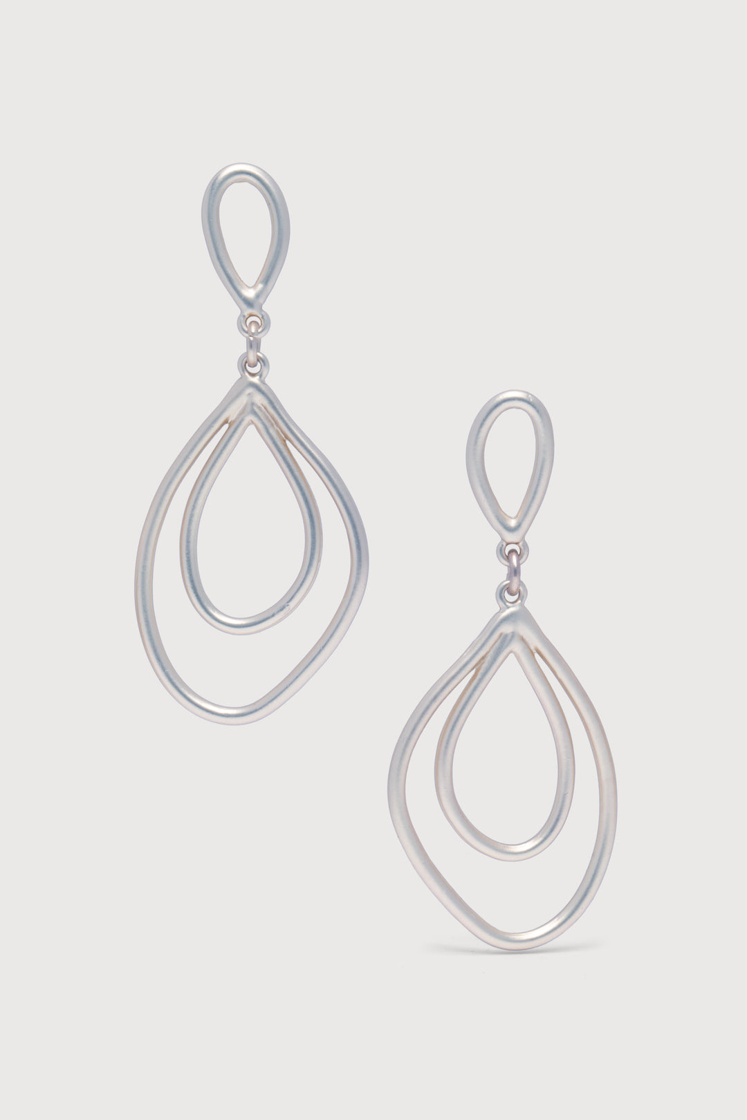 Abstract Double Oval Open Frame Dangle Earrings