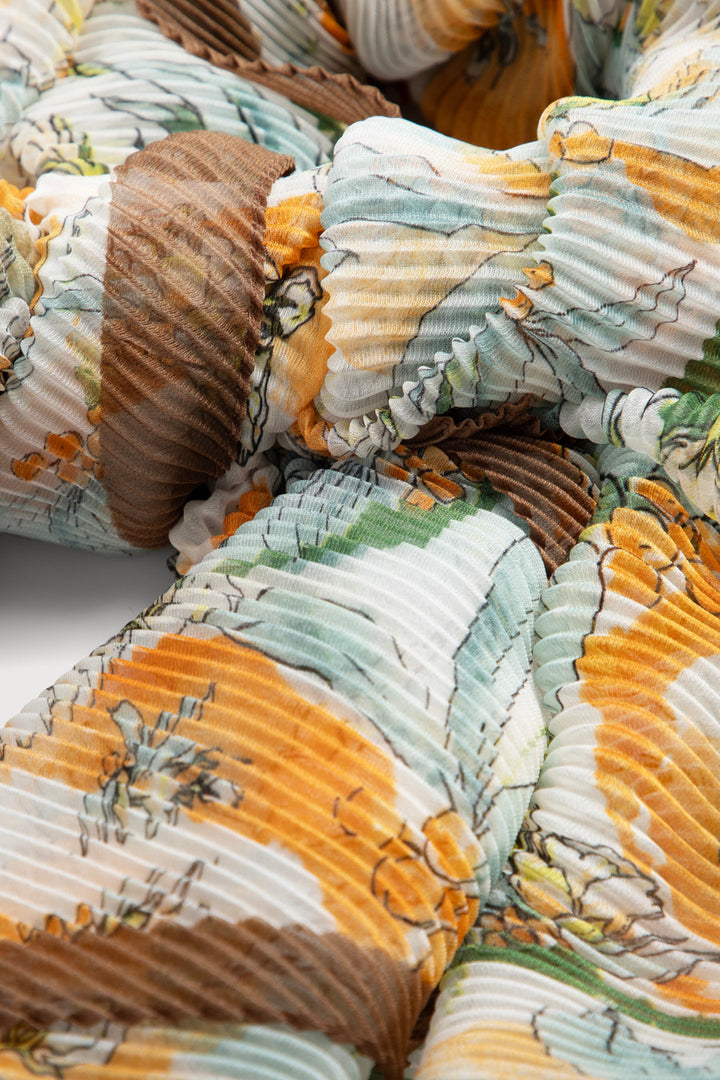 Pleated Floral Geo Scarf