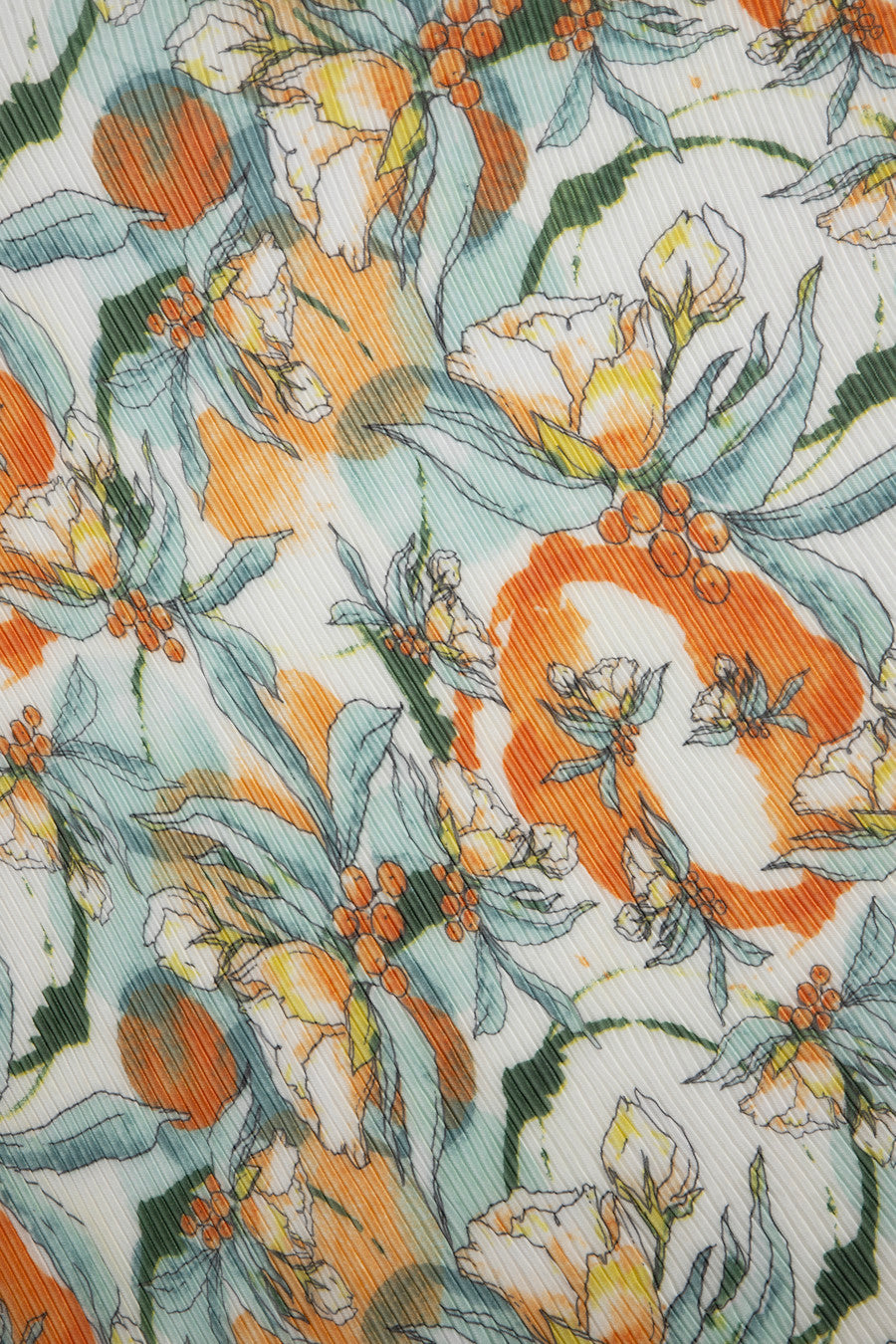 Pleated Floral Geo Scarf