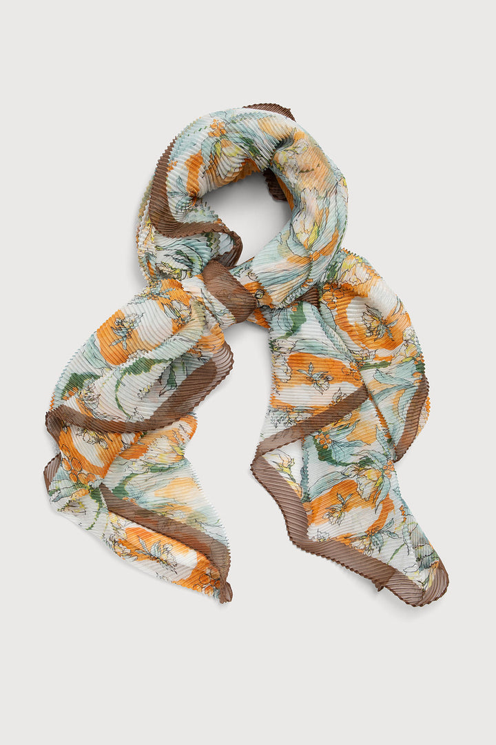 Pleated Floral Geo Scarf