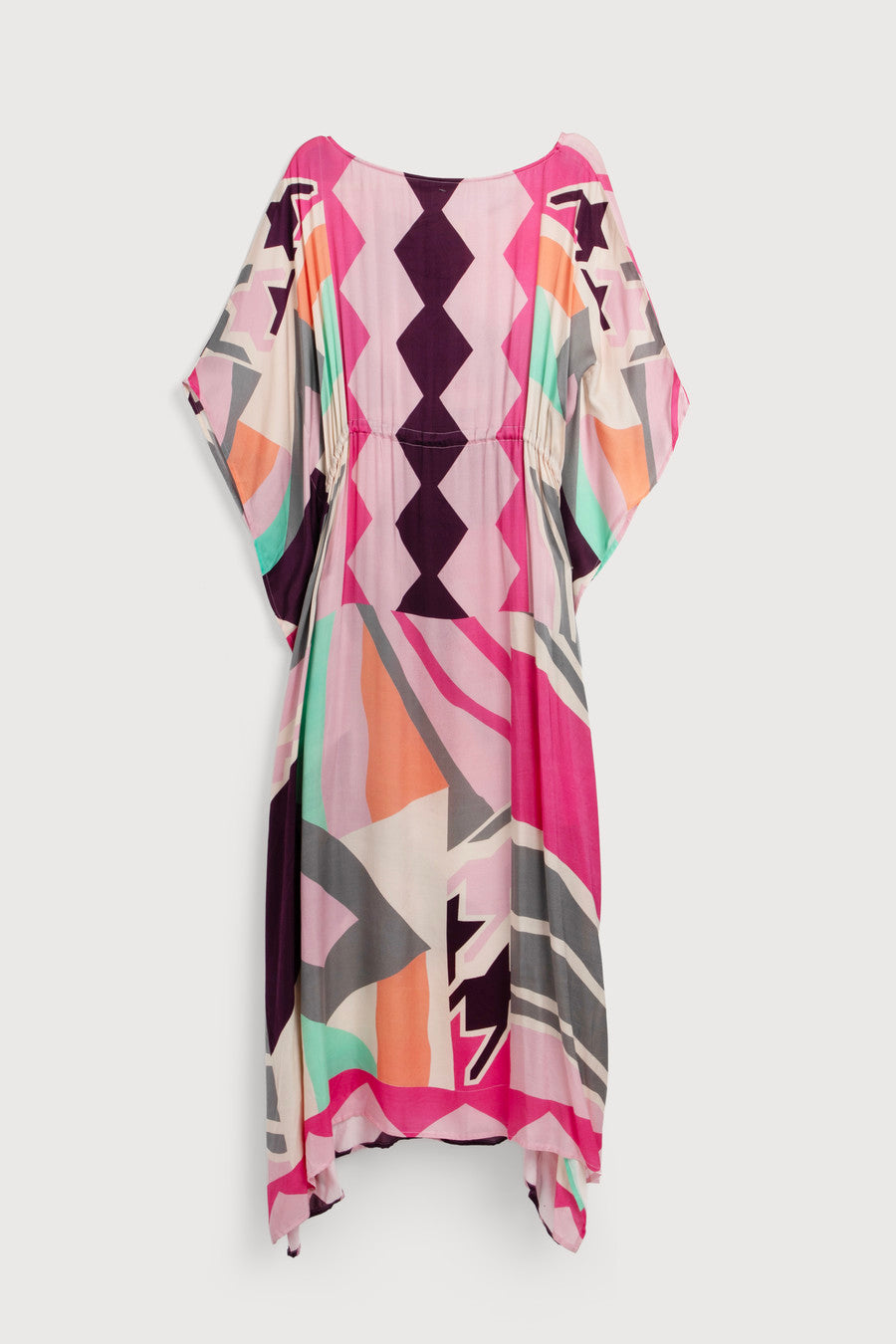 Multicolored Geo Tie Waist Keyhole Kaftan