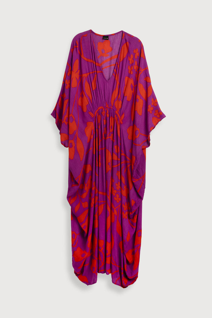 Shadow Floral Print Maxi Kaftan